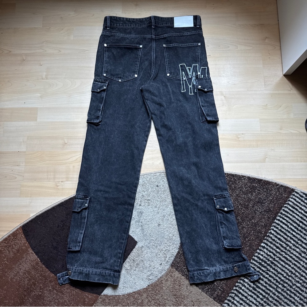 Black Cargo Pants Slim Fit - Picture 3 of 4